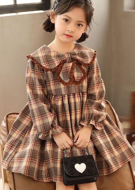 Kids Plaid Dress, Outfits For Girls Kids, Kids Fashion Dresses, Plaid Dress Fall, Kids Girls Dress, Frocks For Kids, Kid Dress, Outfit For Kids, Girls Fall Dresses