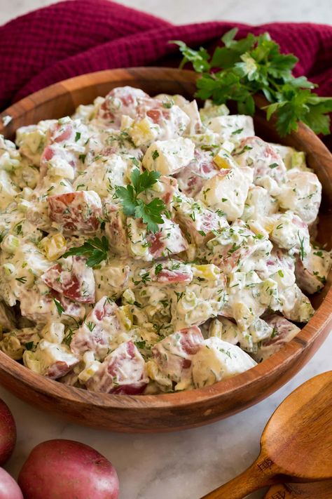 Red Potato Salad Recipe - Cooking Classy Creamy Red Potato Salad, Red Skinned Potato Salad, Rustic Potato Salad, Red Bliss Potato Salad, Red Potatoe Salad, Red Skin Potato Salad Recipe, Summer Side Dishes For Bbq, Red Skinned Potatoes, Simple Potato Salad