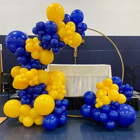 Royal Blue and Lemon Yellow Balloon Garland Kit (134-Piece) - Latex Balloons for Boy Oh Baby Shower Bridal Gender Reveal Graduation Birthday Party Navy Blue And Yellow Balloon Garland, Blue Yellow Gold Balloon Garland, Blue And Yellow Birthday Party Decor, Blue And Yellow Balloon Arch, Blue And Yellow Balloon Garland, Graduation Balloon Garland, Graduation Balloon Arch, Yellow Balloon Garland, Balloon Ring