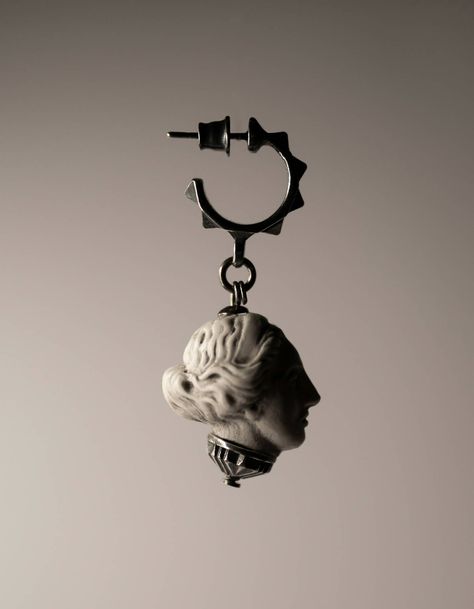 material: sterling silver (925),gold plated sterling silver (925), marbledetails: product contains 1 (one) earring, add to card twice for a pair Gargoyle Jewelry, Architectural Jewelry Design, 1930s Jewelry, 3d Printing Fashion, 3d Jewelry, One Earring, Cyberpunk Fashion, Funky Jewelry, Body Piercing Jewelry