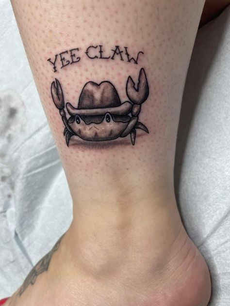 Wacky Tattoo Ideas, Blue Collar Tattoos For Men, Shark With Cowboy Hat Tattoo, Western Animal Tattoo, Funny Fish Tattoo, Silly Tattoos Funny, Weird Animal Tattoos, Funny Shark Tattoo, Cowboy Animal Tattoo