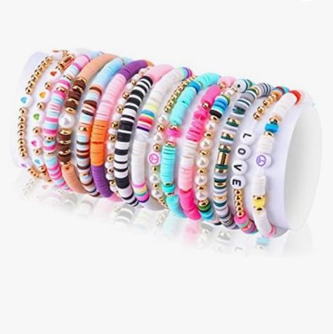 Bracelets Preppy, Bracelets Aesthetic, Heishi Jewelry, Y2k Girls, Preppy Bracelets, Bff Bracelets, Summer Beach Jewelry, Bracelet Summer, Colorful Aesthetic