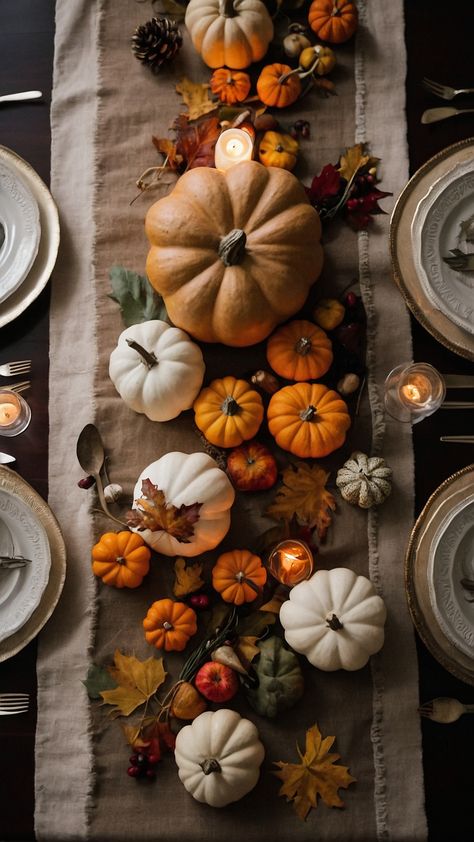 Transform your home with cozy and stylish fall Thanksgiving decor ideas From DIY table centerpieces to candle arrangements Hobby Lobby has everything you need to elevate your front porch living room outdoor space farmhouse kitchen or modern porch this season Impress your guests with these easy and beautiful decorating ideas Thanksgiving Table Styling, Fall Table Centerpieces For Round Tables, Farmhouse Thanksgiving Table Setting, Buffet Table Fall Decor, Thanks Giving Table Settings, Thanksgiving Home Decor Diy, Thanksgiving Decorations Living Room, Classic Thanksgiving Decor, Thanksgiving Table Settings Ideas