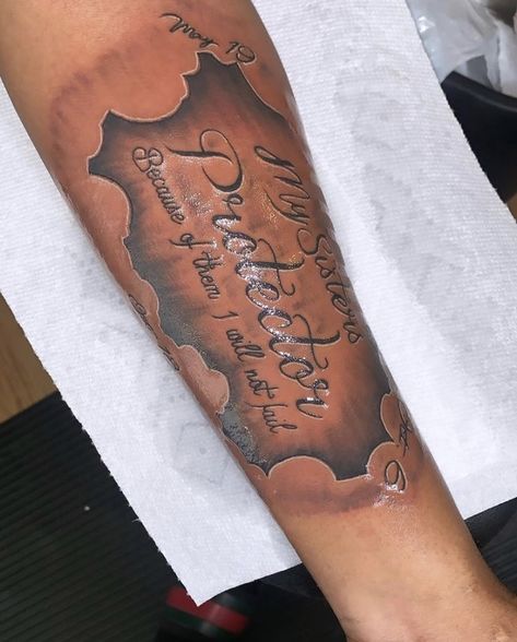 My Sisters Protector Tattoo For Men, I Am My Sisters Keeper Tattoo, My Family Keeper Tattoo, My Sister Keeper Tattoo, Sister Keeper Tattoo Ideas, My Sisters Protector Tattoo, My Sister Protector Tattoo, Sisters Protector Tattoo, Sister Protector Tattoos