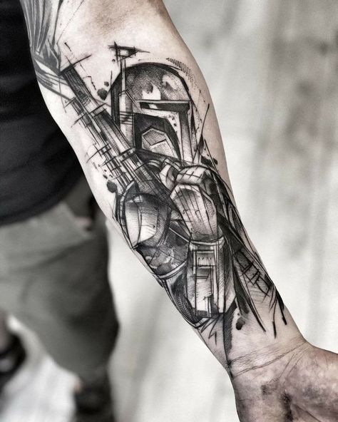 If you're thinking of getting a Mandalorian tattoo, you'll want to read this first. We'll discuss the history and meaning behind it, as well as placement options and some of the best designs out there. So if you're curious about it, keep reading. Spartan Tattoos, Boba Fett Tattoo, Mandalorian Tattoo, Star Wars Tattoo Sleeve, Lightsaber Tattoo, Darth Vader Tattoo, Herren Hand Tattoos, Soldier Tattoo, Spiderman Tattoo