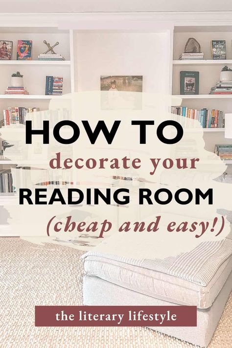 Turn A Bedroom Into A Library, Book Reading Room Ideas, Feminine Reading Room, Reading Nook Loft Ideas, Cosy Reading Room Ideas, Reading Sitting Area, Reading Corner Ideas For Adults Diy, Relaxing Reading Room Ideas, Craft And Reading Room Ideas