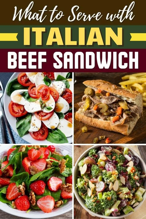 Italian beef sandwiches are best served with classics like macaroni salad, fries, and coleslaw for a meal to remember. Italian Beef Dinner Sides, Italian Beef Party Ideas, What To Serve With Italian Beef Sandwich, Italian Beef Sides, Italian Beef Sandwiches Sides, Sides With Italian Beef, Sides For Italian Beef, Side Dishes For Italian Beef Sandwiches, Italian Beef Side Dishes