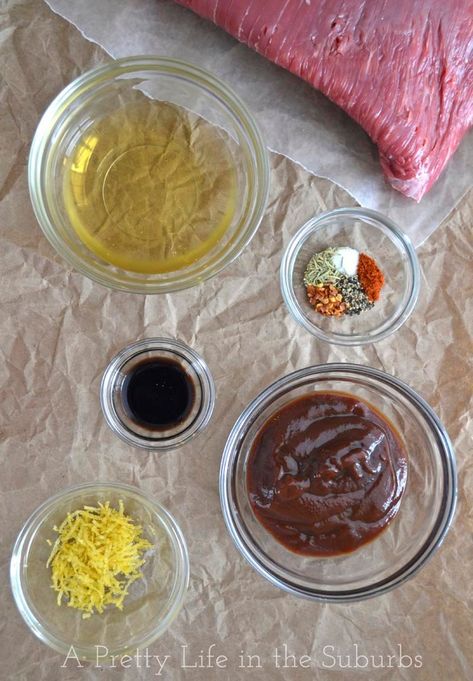 This BBQ Flank Steak Marinade is a simple and delicious recipe!  Made with your favourite barbeque sauce, beer and flavourful spices. Bbq Flank Steak, Bruschetta Pasta Salad, Flank Steak Marinade, Beer Marinade, Beer Bbq Sauce, Cream Puffs Easy, Marinade Flank Steak, Bruschetta Pasta, Steak Spice