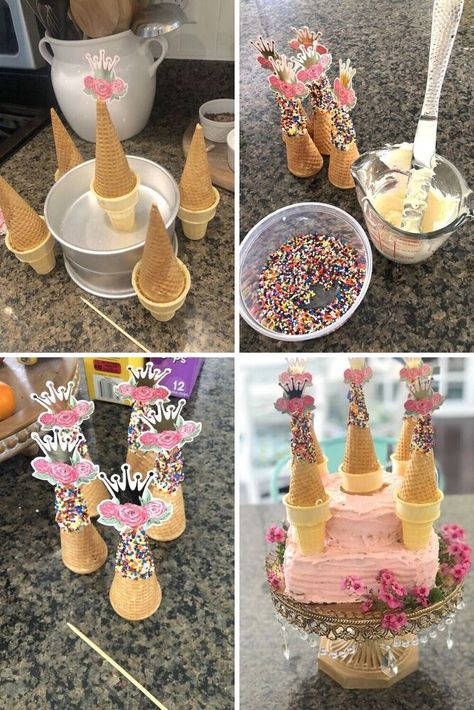 Make your daughter smile on her big day with this cute and easy princess castle cake tutorial. Easy buttercream castle cake for girls birthday. Diy Castle Cake, Princess Cake Homemade, Easy Princess Cake, Easy Castle Cake, Easy Princess Castle Cake, Castle Cake Buttercream, Princess Castle Cake Buttercream, Types Of Frosting, Strawberry Salsa