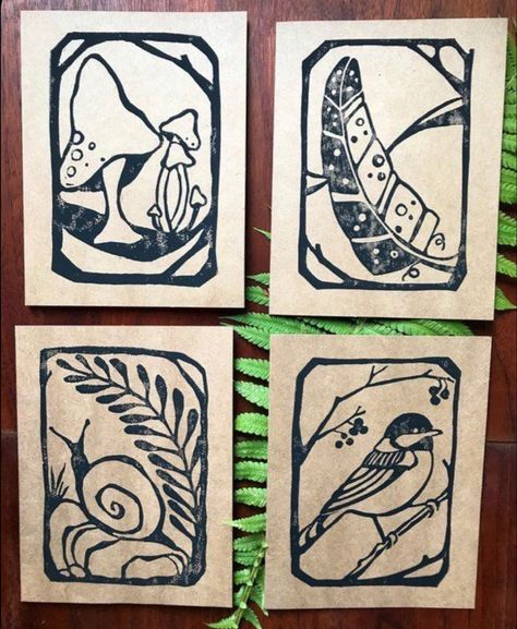 Linocut Business Card, Block Print Designs Ideas, Snail Stamp, Block Printing Ideas Design, Block Printing Diy, Print Making Ideas, Print Making Designs, Block Printing Ideas, Happy Messages