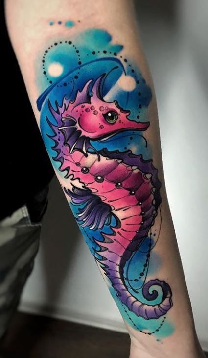 200 Unique New School Tattoos, Designs, & Ideas - Tattoo Me Now Tattoo Bunt, Watercolor Tattoo Artists, Seahorse Tattoo, Beginners Yoga, Poses For Beginners, Tatuaje A Color, Mermaid Tattoos, New School Tattoo, Pose Yoga