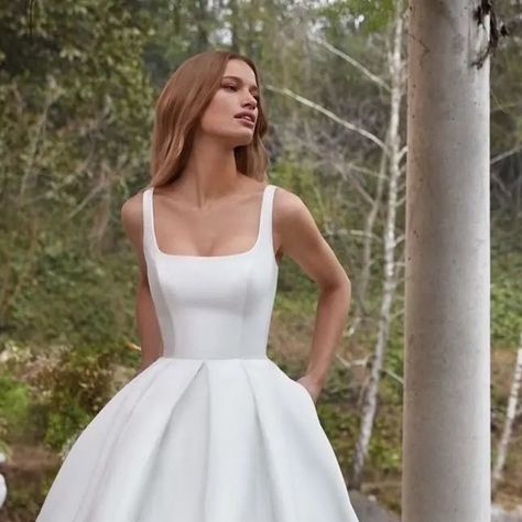 Designer Bridal Room | Wedding Dress Malaysia on Instagram: "This minimalist #NicoleColet wedding dress crafted in mikado featuring a flattering square neck bodice and a pleated princess skirt! 🌷🌷 @nicolemilanoofficial" Dress Malaysia, Wedding Dress Crafts, Bridal Room, Princess Skirt, Wedding Dresses Corset, Square Neckline, Princess Dress, Cambodia, Wedding Inspo