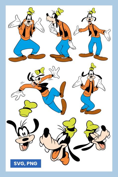 Goofy SVG and PNG files for Cricut Goofy Drawing Disney, Goofy Tattoos Ideas, Goofy Shoes, Disney Characters Goofy, Goofy Cartoon, Disney Svgs, Disney Mickey Mouse Clubhouse, Disney Clipart, Goofy Disney