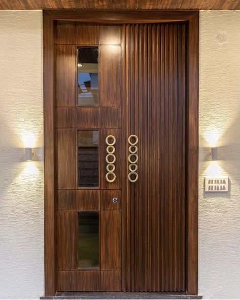 Double Door Safety Door Design, Safety Double Door Design Entrance, Main Entrance Wooden Doors, Security Door Design, Flush Door Design, House Main Door, Modern Entrance Door, House Main Door Design, Main Entrance Door Design