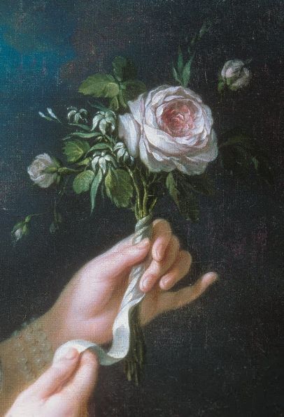 Detail of the rose from the portrait of Marie Antoinette by Louise Élisabeth Vigée Le Brun. November Wallpaper, Rennaissance Art, Hands Holding, Classic Paintings, Old Paintings, Aesthetic Painting, Hand Holding, Detail Art, Classical Art