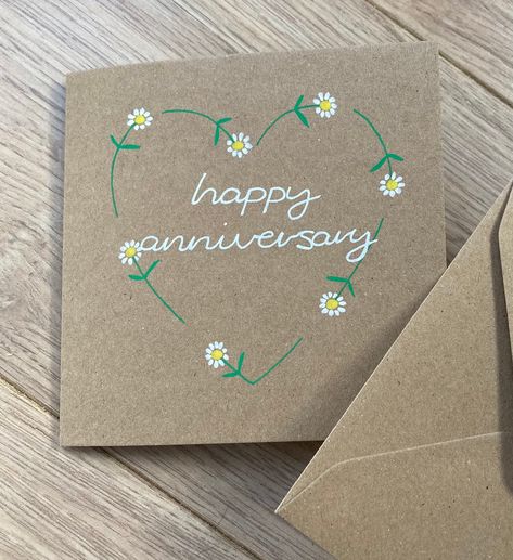 1 Year Anniversary Diy Card, Homemade Wedding Anniversary Cards, Wedding Anniversary Handmade Cards, Greeting Cards Handmade Anniversary, Anniversary Card Diy For Parents, Anniversary Card Ideas For Him Diy, Diy Card Anniversary, Happy Anniversary Card Ideas For Parents, Simple Anniversary Cards Handmade