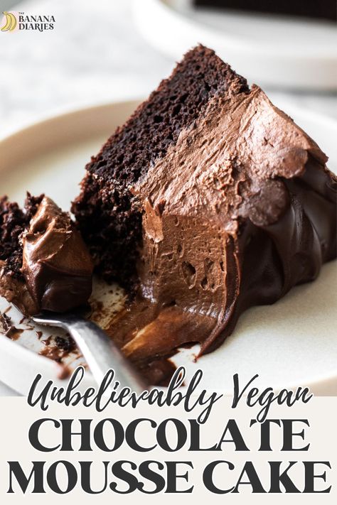 Dairy Free Chocolate Mousse Recipe, Gluten Free Dairy Free Chocolate Dessert, Eggless Chocolate Mousse Cake, Vegan Mousse Cake, Dairy Free Chocolate Mousse, Gluten And Dairy Free Desserts, Dairy Free Ganache, Vegan Chocolate Mousse Cake, Dairy Free Chocolate Dessert