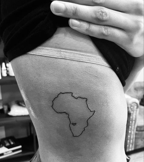 Africa Outline Tattoo Small, African Outline Tattoo, Uganda Tattoo Ideas, Sierra Leone Tattoo Ideas, South America Tattoo Ideas, Congo Tattoo Ideas, Africa Inspired Tattoos, Kenya Tattoo Ideas, Afrikaans Tattoo