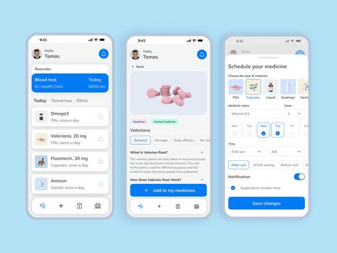 Schedule screens of a medicine app | Stonemason by Stonemason Company on Dribbble Schedule App, Ui Ux 디자인, Web Design Typography, Scheduling App, Design Research, Screen Design, Mobile Ui, Design Concepts, App Ui