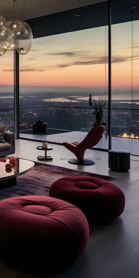 Luxury Penthouse Living Room, Penthouse Aesthetic, Penthouse Bedroom, Penthouse Living Room, Royal Bedroom Design, Light Aesthetic Room Decor, Penthouse Living, Hotel King, Aesthetic Living Room