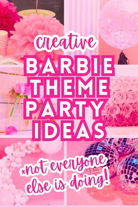 Easy Barbie Decorations, Barbie Themed Birthday Activities, Barbie Theme Birthday Party Ideas, 18th Birthday Party Barbie Theme, Barbie Theme Halloween Party, Food For Barbie Birthday Party, Pink Decorations For Birthday, Barbie Doll Party Ideas, Barbie Office Party