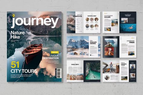 Travel Magazine Template, ft. travel & adventure - Envato Elements Magazine Layout Design Travel, Travel Magazine Cover Design, Travel Magazine Cover, Ebook Design Layout, Travel Magazine Design, Tourism Magazine, Exotic Vacation Destinations, Magazine Cover Ideas, Adobe Indesign Templates