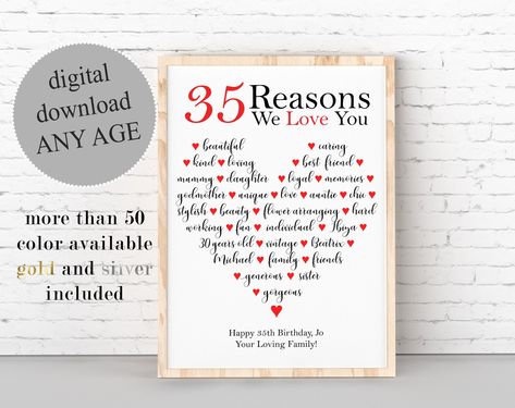 35th Birthday Gift Ideas For Her, 35 Birthday Ideas For Him, Bday Gift, 35th Birthday, Happy 40th Birthday, Spelling And Grammar, Birthday Love, Birthday Gif, Diy Printable