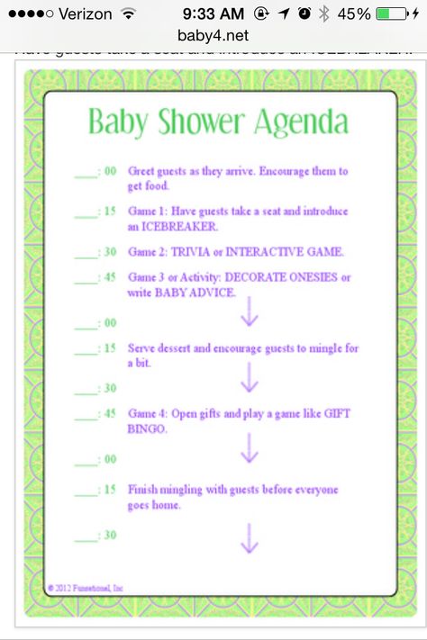 Baby shower itinerary Gender Reveal Itinerary, Baby Shower Itinerary Timeline, Baby Shower Itenary, Baby Shower Order Of Events, Baby Shower Itinerary Ideas, Baby Shower Timeline Day Of, Baby Shower Agenda Timeline, Baby Shower Program Ideas, Baby Shower Timeline