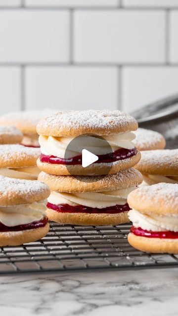 Nick Makrides on Instagram: "These sponge kisses take minutes to bake, are soft and delicious and are filled with my chantilly cream recipe. They're a melt in your mouth little sponge sandwich. You HAVE to try them! Follow @thescranline for more recipes! #spongekisses #spongecake" Sponge Kisses Recipe, Sponge Kisses, Chantilly Cream Recipe, Truffle Recipes, Chantilly Cream, Truffle Recipe, More Recipes, Raspberry Jam, Melt In Your Mouth