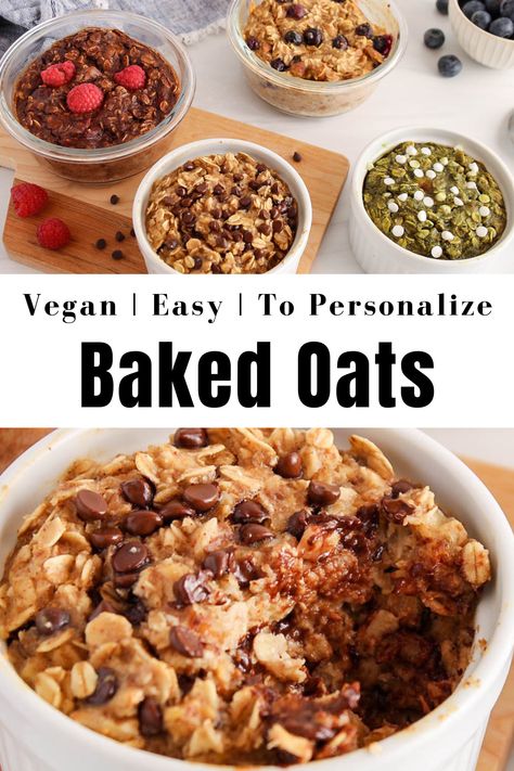 View on a few vegan baked oats. Plant Based Baked Oatmeal Recipes, Plant Based Baked Oatmeal, Vegan Oatmeal Bars Breakfast, Allergy Free Breakfast Recipes, Vegan Oatmeal Recipes Healthy, Vegan Breakfast Oats, Baked Oats Eggless, Baked Oatmeal Recipes Vegan, Healthy Quick Oats Recipes