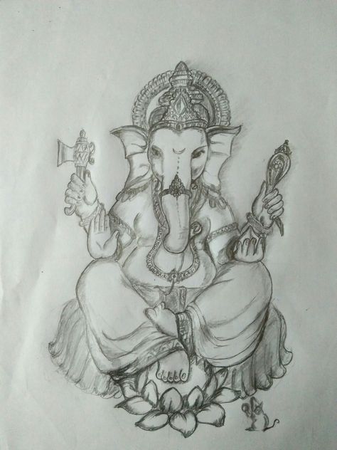 My drawings Ganesha Drawing, Abstract Pencil Drawings, Polynesian Tattoos, Ganesh Art Paintings, Ganesha Tattoo, Shiva Tattoo Design, Karma Yoga, Boho Art Drawings, Elephant God