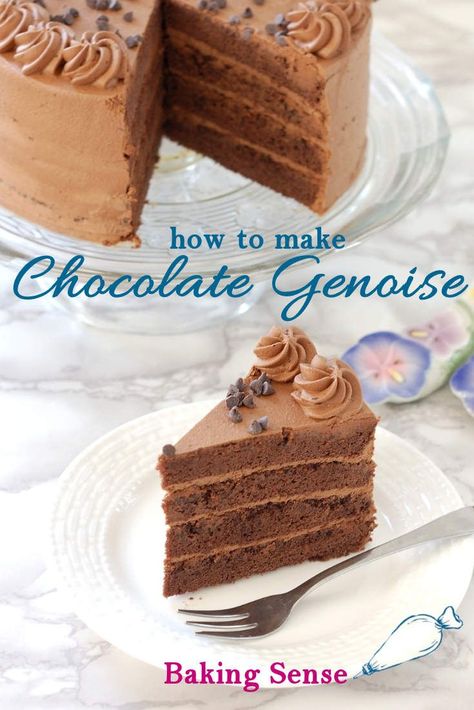 Genoise Cake, Chocolate Cheesecake Recipes, Chocolate Sponge Cake, Sponge Cake Recipes, Chocolate Sponge, British Baking, Classic Cake, Light As A Feather, Cake Roll