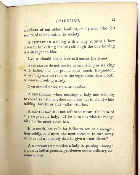 Act Like a Lady 😘💋 I have a fascination with old beauty and etiquette books as a bit of tongue in cheek humor! 📚✨ I love exploring the rules women once followed to be considered “ladylike” and attractive. Some advice is practical, but others offer downright ridiculous tips. Swipe for some fun excerpts from beauty and etiquette books I’ve sold before. Enjoy! 💁🏻‍♀️✨ #VintageCharm #Etiquette #BeautyTips #beauty #vintage #vintagefashion #justgirlythings #advice #VintageStyle #FashionHistor... Feminine Etiquette, Etiquette Books, Etiquette For A Lady, Ettiquette For A Lady, Proper Etiquette, French Lady, Old Beauty, Well Mannered, Act Like A Lady