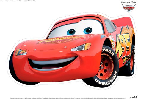 Rayo McQueen de Cars: Centro de Mesa para Imprimir Gratis. - Ideas y material gratis para fiestas y celebraciones Oh My Fiesta! Mcqueen Cars 3, برق بنزين, Cars Rayo Mcqueen, Flash Mcqueen, Hudson Car, Cars Disney Pixar, Disney Heroes, Red Sports Car, Decoupage Furniture