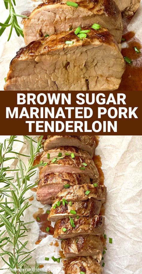 The marinade infuses the pork with savory and just a little bit of sweet. It is the most flavorful pork tenderloin you’ll ever taste! One of those easy dinner ideas to have on hand for busy days! Marinate Pork Loin, Pork Tenderloin Marinade Recipes Ovens, Quick Pork Tenderloin Marinade, Easy Pork Tenderloin Marinade, Pork Marinade Recipes Tenderloin, How To Cook Pork Tenderloin, Pork Tenderloin Sandwich Recipes, Cook Pork Tenderloin In Oven, Pork Tenderloin Marinade Recipes