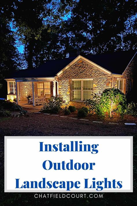 Installing Outdoor Lights, How To Landscape Lighting, How To Install Landscape Lighting, Landscape Lighting Ideas Front Yards, Front Yard Lighting, Exterior House Lights, Sidewalk Lighting, House Lighting Outdoor, Add Curb Appeal