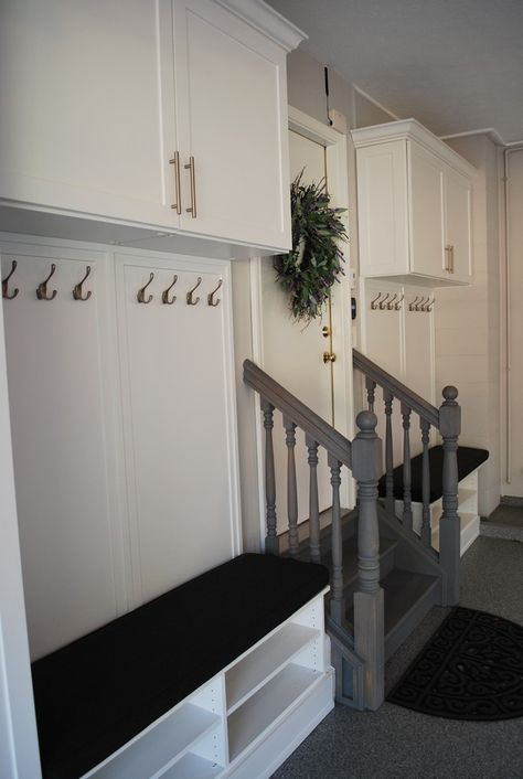 Mudroom In Garage, Enclosed Mudroom, Mudd Room, Mud Room Garage, Garage Entryway, Closet Factory, Garage Mudroom, Garage Storage Inspiration, Garage Renovation