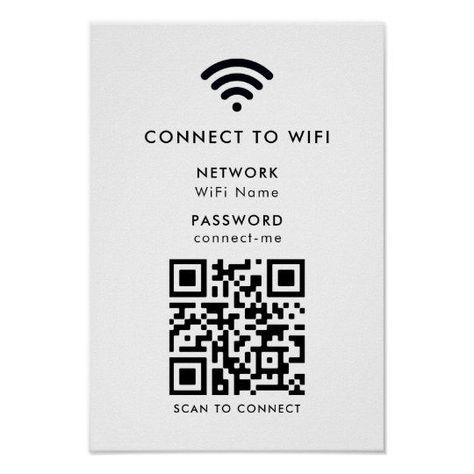 Wifi Network | QR Code Internet Scan to Connect - Popular Zazzle Product! Best choice, tags : #invitations, #tshirt, #card, #InvitationsCard, #legging, #trending, #holiday Qr Wifi, Barcode Design, Qr Code Scanner, Wifi Names, Wifi Card, Wifi Internet, Business Poster, Scratch Paper, Wifi Password