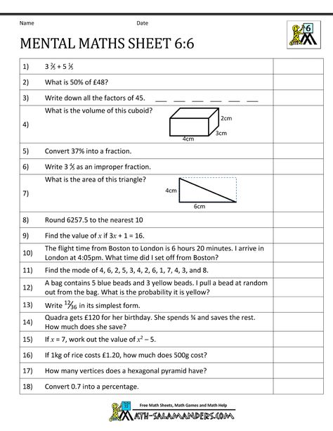 Year 6 Maths Worksheets, Year 7 Maths Worksheets, Year 5 Maths Worksheets, Math Mental, Year 6 Maths, Grade 6 Math Worksheets, Grade 5 Math Worksheets, Mental Maths Worksheets, 6th Grade Worksheets