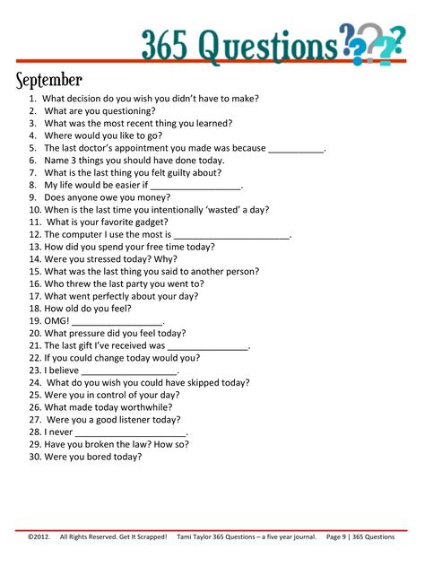 365 Questions – September 9/12 5 Year Journal Questions, September Writing Challenge, September Writing Prompts, Date Myself, Bullet Journal Calendrier, 365 Questions, 5 Year Journal, Year Journal, Journal Questions