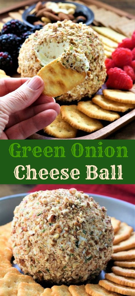 Cheese Ball Green Onion, Green Onion Appetizer, Green Onion Cheese Ball Recipes, Ham And Green Onion Cheese Ball, Nut Free Cheese Ball, Cheese Ball No Nuts Recipes, Green Olive Cheese Ball, Cheese Ball Ideas, Green Onion Cheese Ball