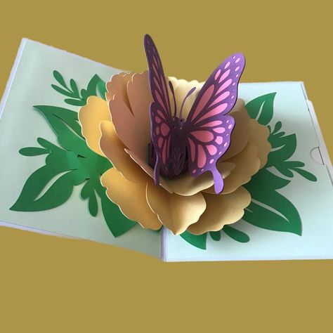 Pop up Butterfly Card - Folksy Unique Pop Up Cards, Pop Up Birthday Cards, Pop Up Tunnel, 3d Cards Handmade, Origami Butterfly Easy, Cartoon Logic, 3d Pop Up Cards, Popup Cards, Pop Up Invitation