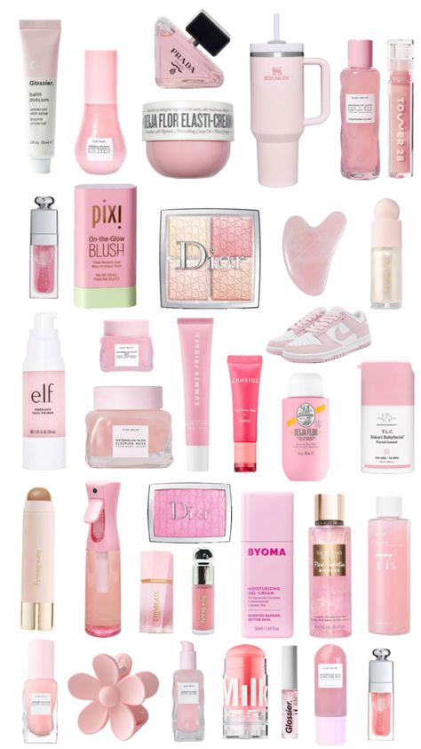 #pink #skincare #dianashuffles #trending #pinterest #aesthetic #girls #girl #girly #glowrecipe #glossier #diorblush #dior #stanley #pinkstanley #moodboard #pinoodboard 13 Birthday Gifts, Pink Skincare, Dior Blush, Girl Products, Pink Lifestyle, Skincare Inspiration, Makeup Haul, Perfect Skin Care Routine, Makeup For Teens