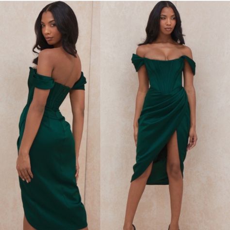 Satin Gown Wedding, Green Satin Gown, Corset Satin Dress, Bride To Be Dress, Anniversary Brunch, Ivory Satin Dress, Black Satin Midi Dress, Winter Gowns, Bodycon Gown