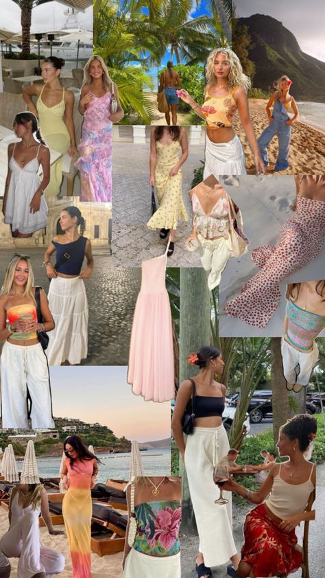 Hawaii Trip Outfits, Hawaiian Outfit Women, Island Vacation Outfits, Caribbean Outfits, Thailand Outfit, Hawaiian Clothing, Coordinates Outfits, Holiday Outfits Summer, Collage Outfits