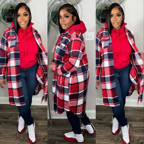 Plus Cold Weather Outfits, Cabin Looks For Women, Plus Size Fashion For Black Women Curvy Girls, Cute Plus Size Winter Outfits, Burnt Orange Shirt Outfit, Dope Winter Outfits, Plus Size Baddie Outfits Fall, Cold Weather Outfits Black Women, Fall Swag Outfits