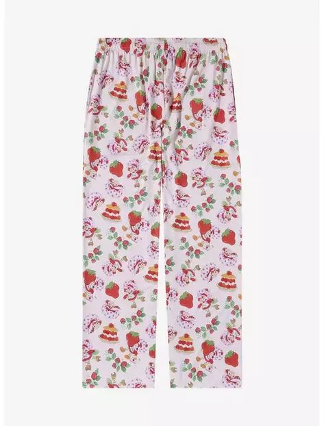 Strawberry Shortcake Icons Allover Print Sleep Pants - BoxLunch Exclusive, Strawberry Shortcake Pajamas, Strawberry Clothes, Strawberry Shortcake Characters, Strawberry Shirt, Pop Culture Gifts, Varsity Hoodie, Cute Pjs, Striped Tank Dress, Scene Outfits