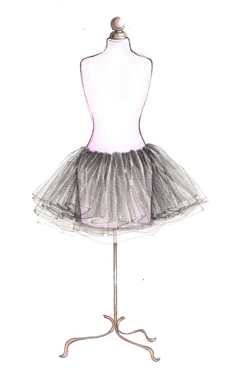 Tulle underskirt by Susanna Spoto, via Behance How To Draw Tulle Fabric, Tulle Dress Sketch, How To Draw Tulle, Tulle Dress Drawing, Tulle Drawing, Tulle Clothes, Tulle Fashion, Costume Design Sketch, Gown Drawing