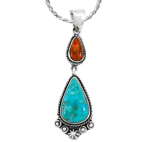 PRICES MAY VARY. Pendant & 20" Rope Chain are solid 925 Sterling Silver Genuine Turquoise (natural turquoise that has been treated & color-enhanced). Color/shade/matrix will vary due to the nature of these gemstones. Approx. 2" tall (see ruler image) Premium Quality | Imported Southwest Style Turquoise Pendant & 20" Rope ChainEntire set is made of solid Sterling Silver 925 and Genuine Gemstones. Fine craftsmanship. Trendy but with a touch of Southwest flair that is always exciting!Approx 2" tall Southwest Style, Genuine Turquoise, Turquoise Pendant, Natural Turquoise, Rope Chain, Solid 925 Sterling Silver, Ruler, Matrix, Silver 925