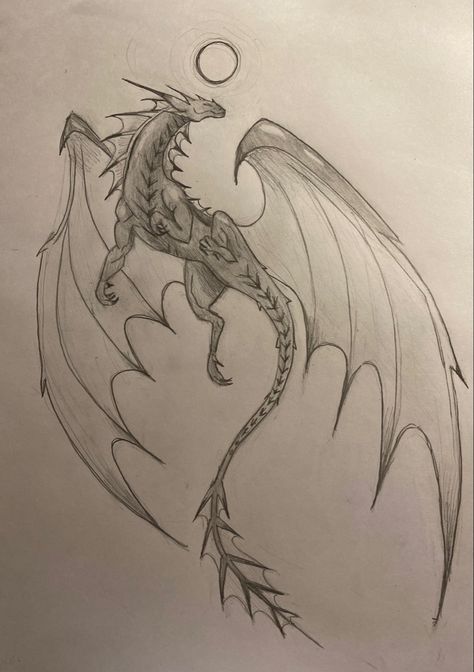 Dragons Drawing Ideas, Dnd Dragon Drawing, Sketsa Naga Simple, Dragon Drawing Game Of Thrones, Drawings Of A Dragon, Abstract Animal Art Drawing, How To Draw Pegasus, Fantasy Dragon Sketch, Fantasy Drawings Pencil Easy